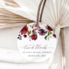 Burgundy, Purple and Blush Flowers Favor Tags, Gift Tags, Bridal Shower, Printable File, Edit Yourself, SH169