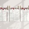 Burgundy, Purple and Blush Flowers Bridal Shower Games, Set of 3 Games, Printable File, Edit Yourself, SH169