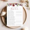 Burgundy, Purple and Blush Flowers Bridal Shower Games, Set of 3 Games, Printable File, Edit Yourself, SH169
