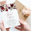 Burgundy, Purple and Blush Flowers Bridal Shower Invitation, Bridal Stationery, Printable File, Edit Yourself, SH169
