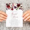 Burgundy, Purple and Blush Flowers Bridal Shower Invitation, Bridal Stationery, Printable File, Edit Yourself, SH169