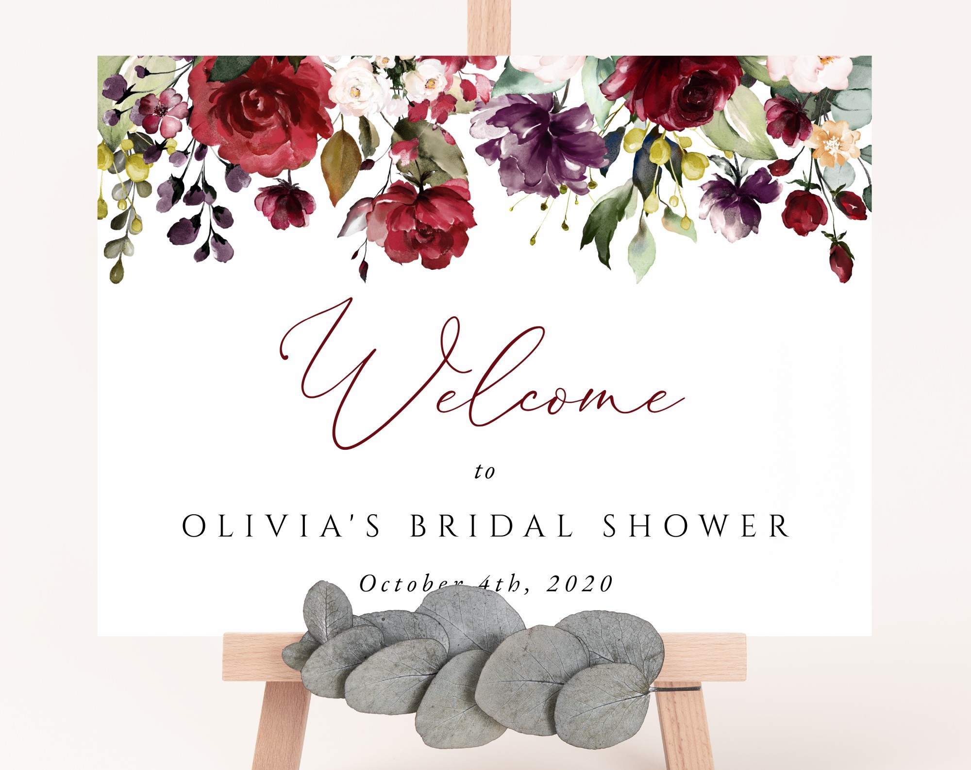 Burgundy, Purple and Blush Flowers Welcome Sign, Bridal Shower Sign, Printable File, Edit Yourself, SH169 Burgundy, Purple and Blush Flowers Welcome Sign, Bridal Shower Sign, Printable File, Edit Yourself, SH169