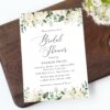 Cream White Flowers Bridal Shower Invitation, Bridal Stationery, Printable File, Edit Yourself, SH170 Cream White Flowers Bridal Shower Invitation, Bridal Stationery, Printable File, Edit Yourself, SH170