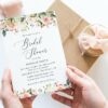 Pink, Orange and White Flowers Bridal Shower Invitation, Bridal Stationery, Printable File, Edit Yourself, SH171