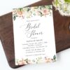 Pink, Orange and White Flowers Bridal Shower Invitation, Bridal Stationery, Printable File, Edit Yourself, SH171
