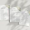 White Flowers Bridal Shower Games, Set of 3 Games, Printable File, Edit Yourself, SH172