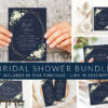 Navy and White Flowers Bridal Shower Mini Bundle, Printable File, Edit Yourself, SH173