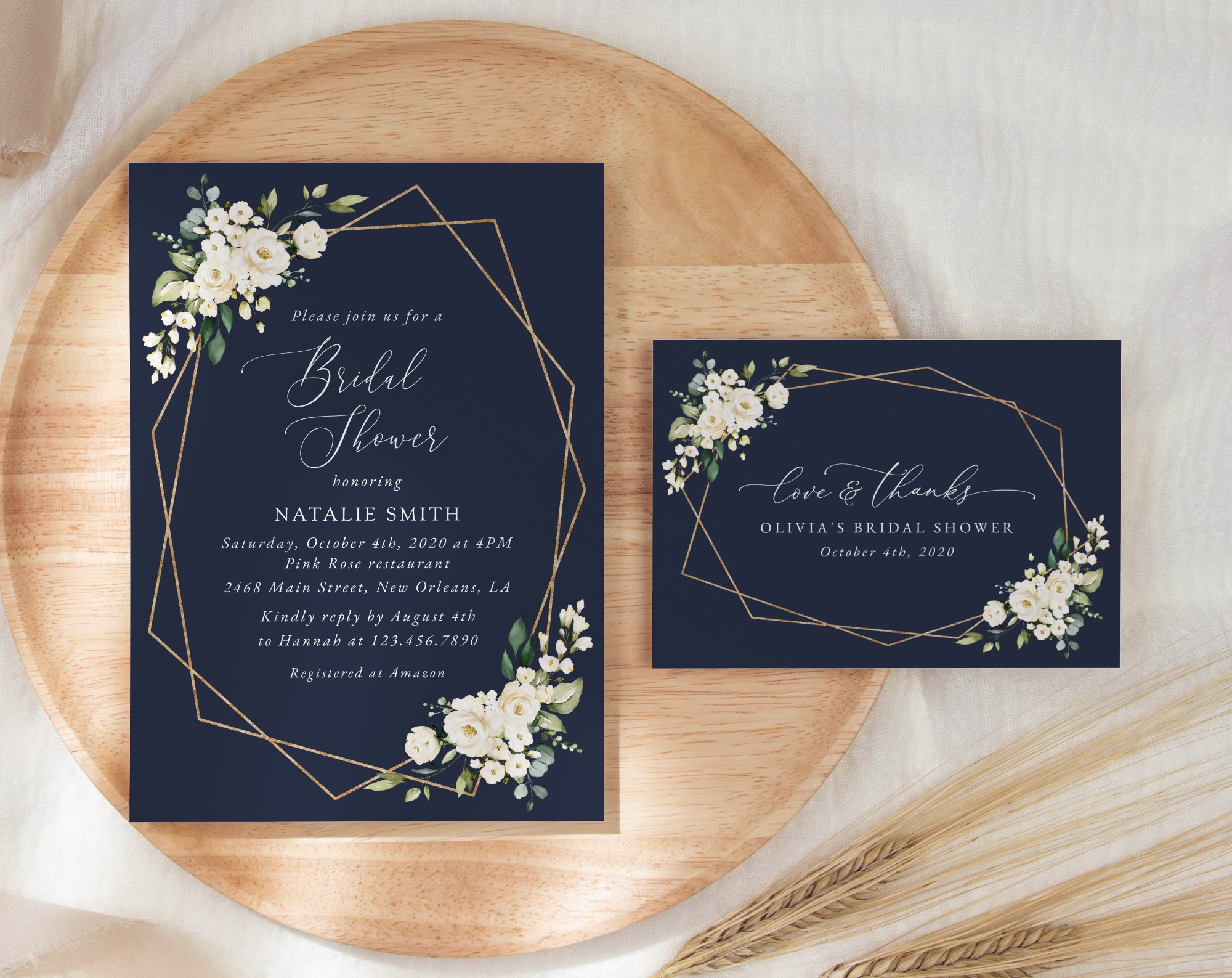 SH173 Navy and White Flowers Bridal Shower Shop by Collection