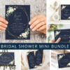 Navy and White Flowers Bridal Shower Mini Bundle, Printable File, Edit Yourself, SH173