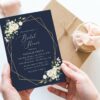 Navy and White Flowers Bridal Shower Invitation, Bridal Stationery, Printable File, Edit Yourself, SH173