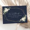 Navy and White Flowers Thank You Card, Bridal Shower Stationery, Printable File, Edit Yourself, SH173