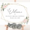 Pink Flowers Welcome Sign, Bridal Shower Sign, Printable File, Edit Yourself, SH174
