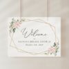 Pink Flowers Welcome Sign, Bridal Shower Sign, Printable File, Edit Yourself, SH174