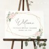 Pink Flowers Welcome Sign, Bridal Shower Sign, Printable File, Edit Yourself, SH174
