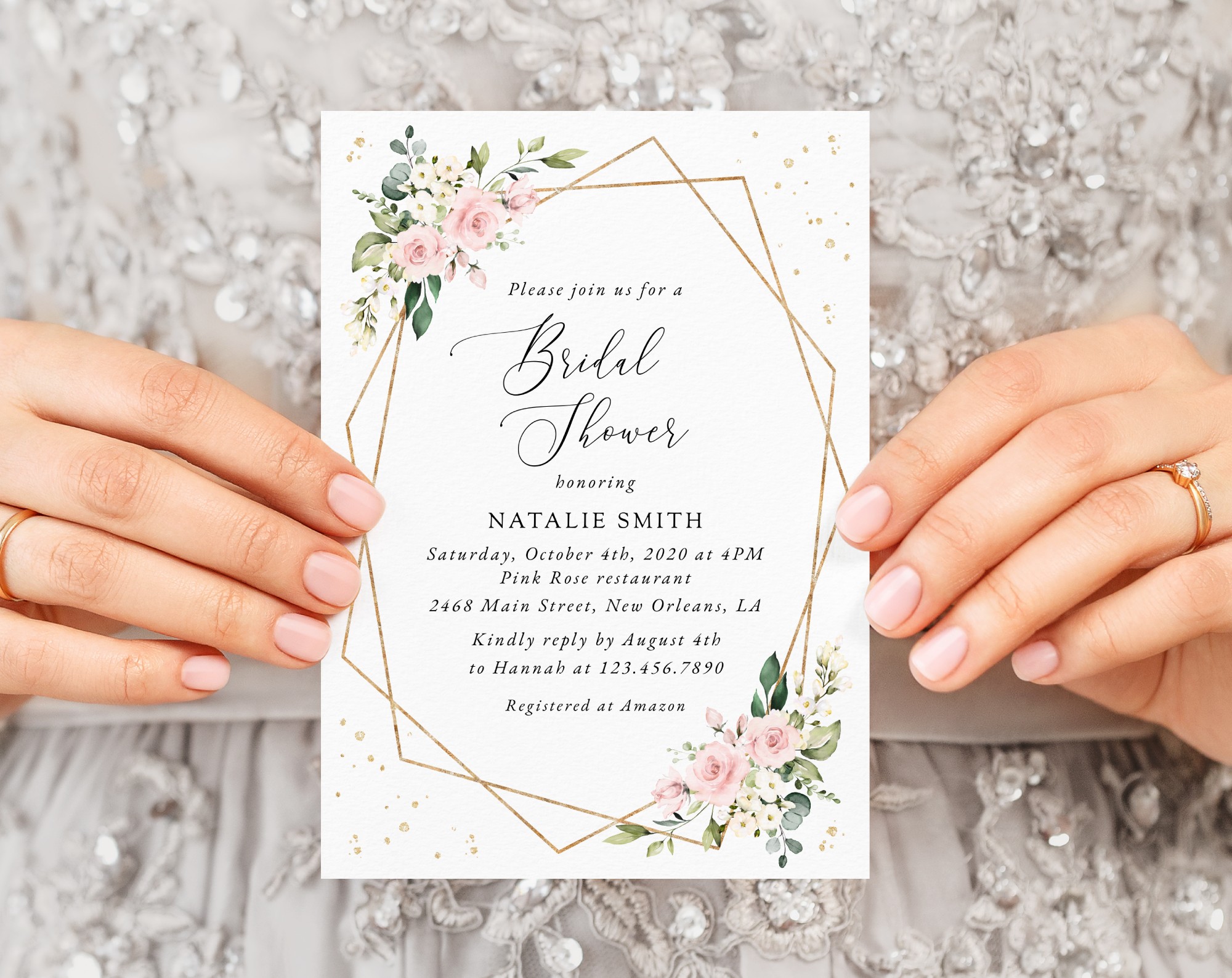 Pink Flowers and Gold Confetti Bridal Shower Invitation, Bridal Stationery, Printable File, Edit Yourself, SH175 Pink Flowers and Gold Confetti Bridal Shower Invitation, Bridal Stationery, Printable File, Edit Yourself, SH175
