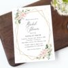 Pink Flowers and Gold Confetti Bridal Shower Invitation, Bridal Stationery, Printable File, Edit Yourself, SH175 Pink Flowers and Gold Confetti Bridal Shower Invitation, Bridal Stationery, Printable File, Edit Yourself, SH175