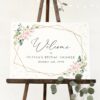 Pink Flowers and Gold Confetti Welcome Sign, Bridal Shower Sign, Printable File, Edit Yourself, SH175