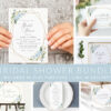 Blue Flowers and Gold Confetti Bridal Shower Mini Bundle, Printable File, Edit Yourself, SH176