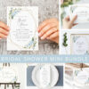 Blue Flowers and Gold Confetti Bridal Shower Mini Bundle, Printable File, Edit Yourself, SH176
