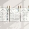 Blue Flowers and Gold Confetti Bridal Shower Games, Set of 3 Games, Printable File, Edit Yourself, SH176