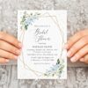 Blue Flowers and Gold Confetti Bridal Shower Invitation, Bridal Stationery, Printable File, Edit Yourself, SH176