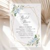 Blue Flowers and Gold Confetti Bridal Shower Invitation, Bridal Stationery, Printable File, Edit Yourself, SH176