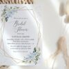 Blue Flowers and Gold Confetti Bridal Shower Invitation, Bridal Stationery, Printable File, Edit Yourself, SH176