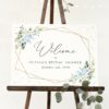 Blue Flowers and Gold Confetti Welcome Sign, Bridal Shower Sign, Printable File, Edit Yourself, SH176
