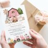 Farm Animals and Pink Barn First Birthday Invitation, Birthday Stationery, Girl Birthday, Printable File, Edit Yourself, SH112 Farm Animals and Pink Barn First Birthday Invitation, Birthday Stationery, Girl Birthday, Printable File, Edit Yourself, SH112