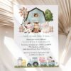 Farm Animals and Blue Barn First Birthday Invitation, Birthday Stationery, Boy Birthday, Printable File, Edit Yourself, SH113