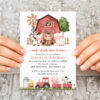 Farm Animals and Red Barn First Birthday Invitation, Birthday Stationery, Girl Birthday, Printable File, Edit Yourself, SH115