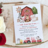Farm Animals and Red Barn First Birthday Invitation, Birthday Stationery, Girl Birthday, Printable File, Edit Yourself, SH115