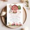 Farm Animals and Red Barn First Birthday Invitation, Birthday Stationery, Girl Birthday, Printable File, Edit Yourself, SH115