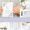 Purple Flowers and Gold Confetti Bridal Shower Mini Bundle, Printable File, Edit Yourself, SH177