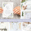 Purple Flowers and Gold Confetti Bridal Shower Mini Bundle, Printable File, Edit Yourself, SH177 Purple Flowers and Gold Confetti Bridal Shower Mini Bundle, Printable File, Edit Yourself, SH177