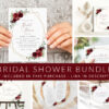 Burgundy Red Flowers Bridal Shower Mini Bundle, Printable File, Edit Yourself, SH178