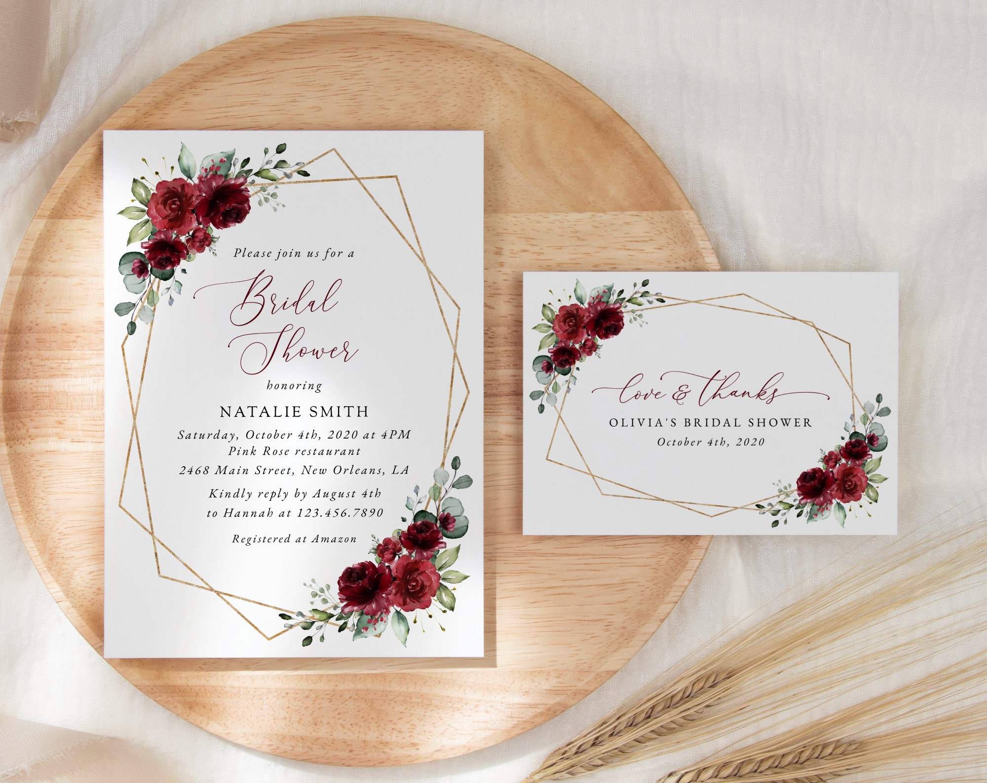 SH178 Burgundy Red Flowers Bridal Shower Shop by Collection