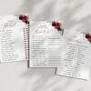 Burgundy Red Flowers Bridal Shower Games, Set of 3 Games, Printable File, Edit Yourself, SH178 Burgundy Red Flowers Bridal Shower Games, Set of 3 Games, Printable File, Edit Yourself, SH178