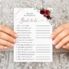 Burgundy Red Flowers Bridal Shower Games, Set of 3 Games, Printable File, Edit Yourself, SH178
