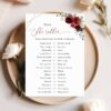 Burgundy Red Flowers Bridal Shower Games, Set of 3 Games, Printable File, Edit Yourself, SH178