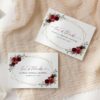 Burgundy Red Flowers Thank You Card, Bridal Shower Stationery, Printable File, Edit Yourself, SH178