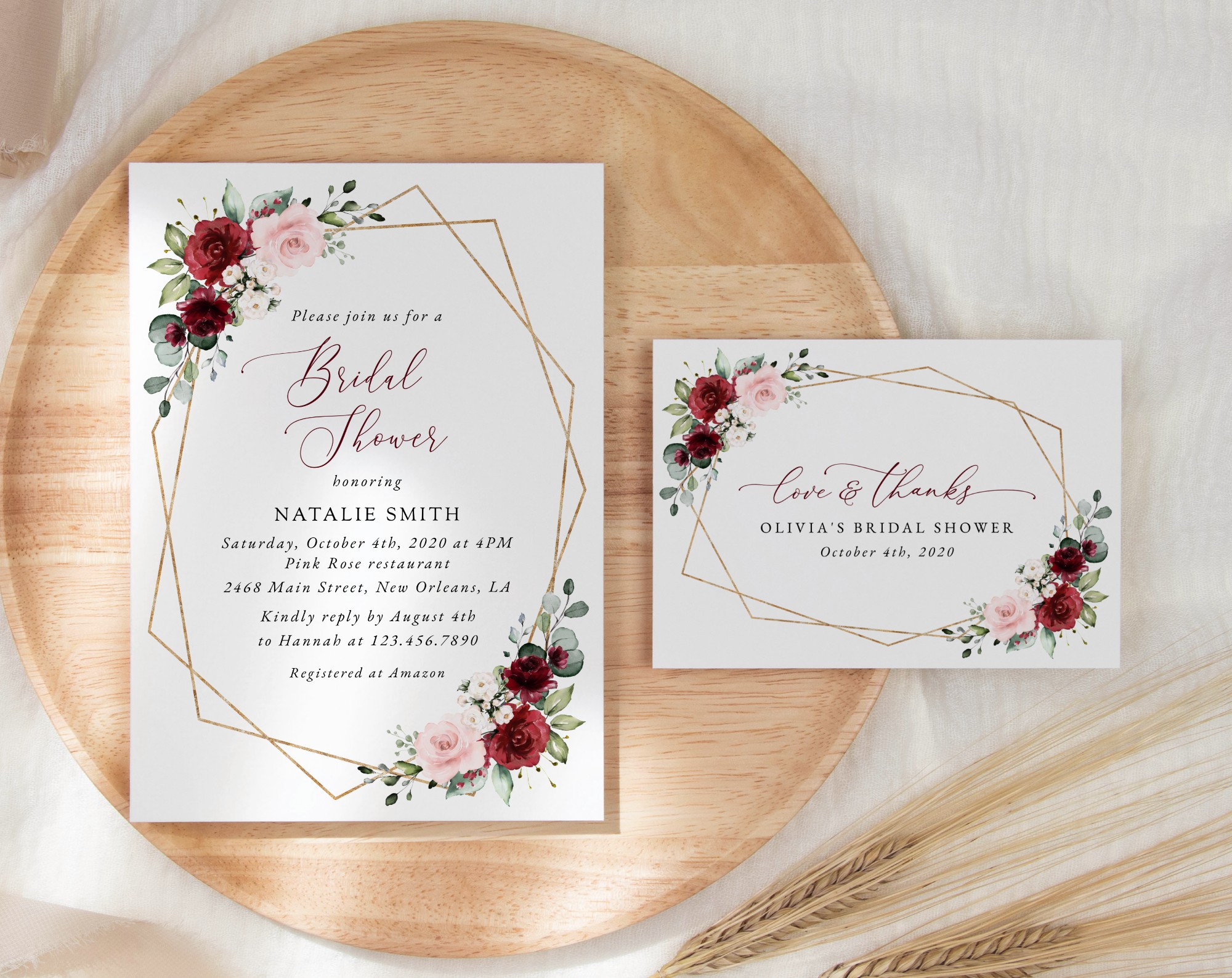 SH179 Burgundy and Pink Flowers Bridal Shower Shop by Collection