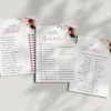 Burgundy and Pink Flowers Bridal Shower Games, Set of 3 Games, Printable File, Edit Yourself, SH179