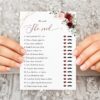 Burgundy and Pink Flowers Bridal Shower Games, Set of 3 Games, Printable File, Edit Yourself, SH179