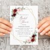 Burgundy and Pink Flowers Bridal Shower Invitation, Bridal Stationery, Printable File, Edit Yourself, SH179