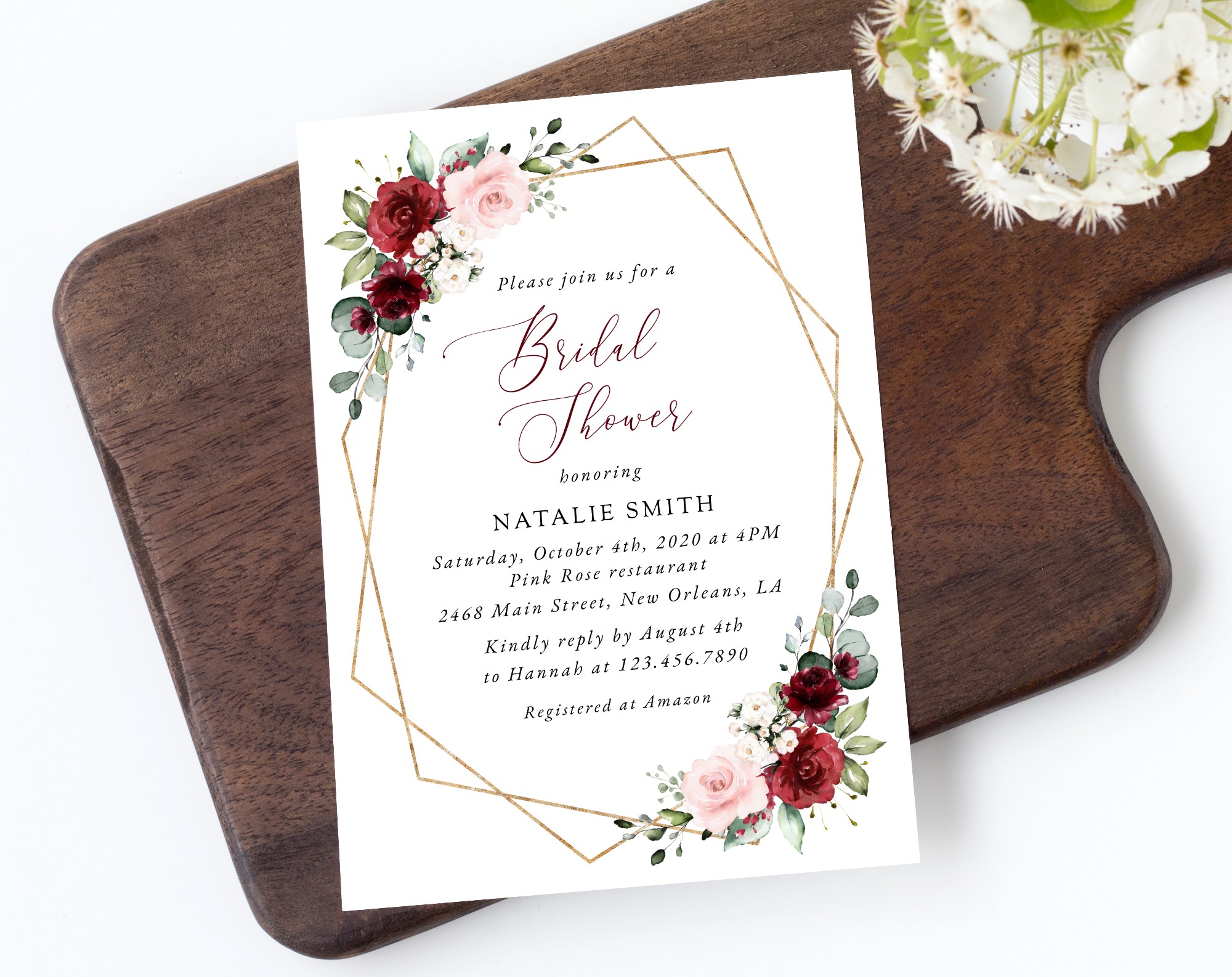 Burgundy and Pink Flowers Bridal Shower Invitation, Bridal Stationery, Printable File, Edit Yourself, SH179 Burgundy and Pink Flowers Bridal Shower Invitation, Bridal Stationery, Printable File, Edit Yourself, SH179