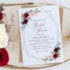 Burgundy and Pink Flowers Bridal Shower Invitation, Bridal Stationery, Printable File, Edit Yourself, SH179