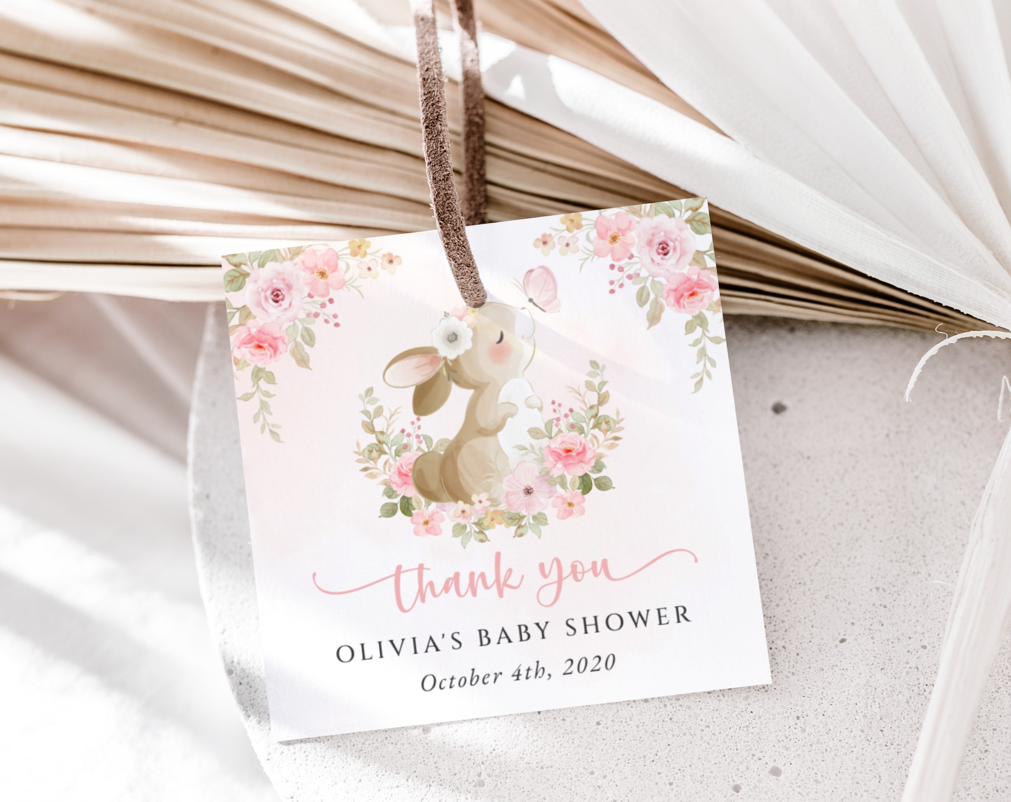 Cute Bunny and Pink Flowers Favor Tags, Gift Tags, Party Tags, Girl Baby Shower, Printable File, Edit Yourself, SH180 Cute Bunny and Pink Flowers Favor Tags, Gift Tags, Party Tags, Girl Baby Shower, Printable File, Edit Yourself, SH180