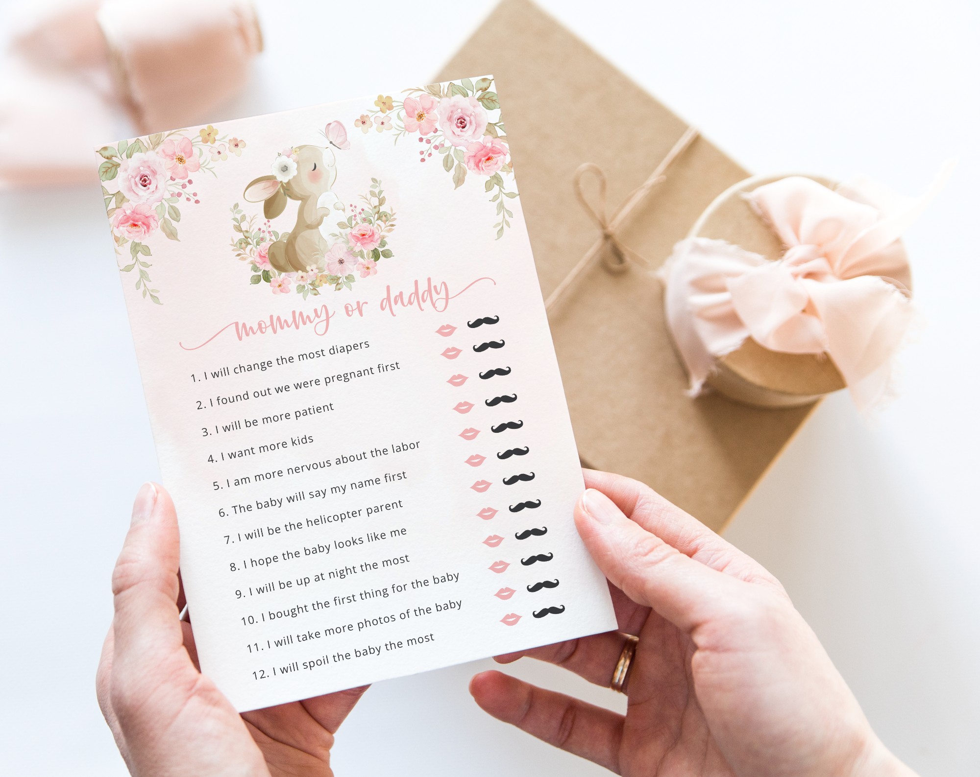 Cute Bunny and Pink Flowers Baby Shower Games, Set of 3 Games, Girl Baby Shower, Printable File, Edit Yourself, SH180 Cute Bunny and Pink Flowers Baby Shower Games, Set of 3 Games, Girl Baby Shower, Printable File, Edit Yourself, SH180