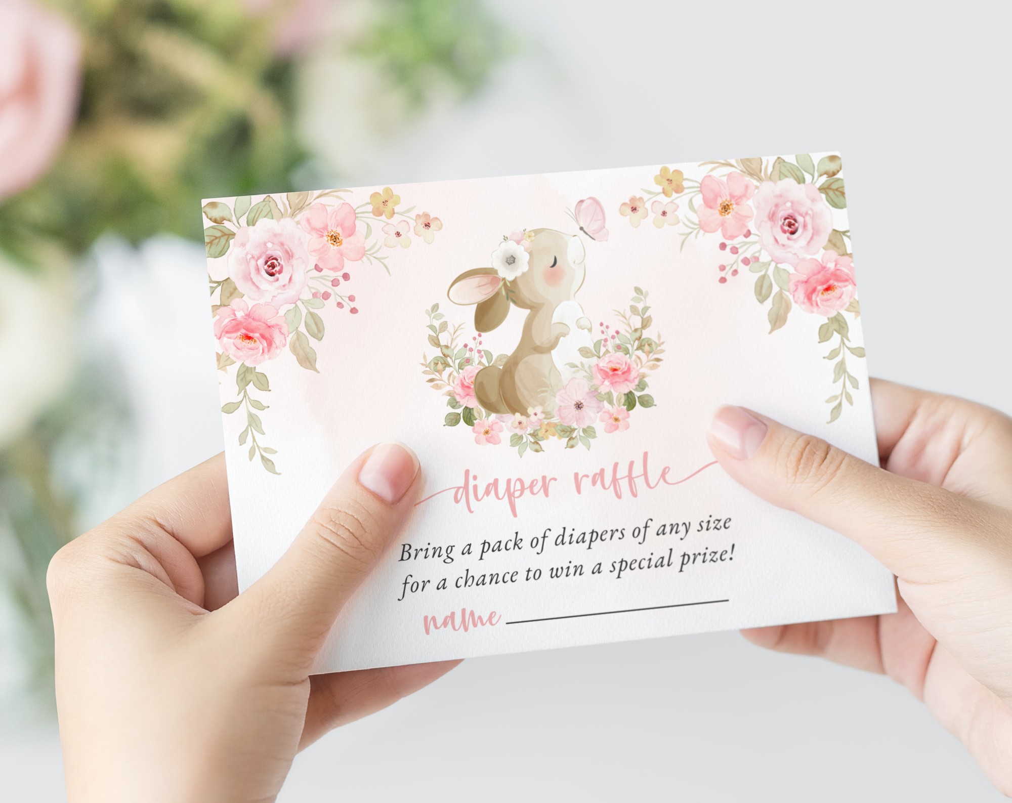 Cute Bunny and Pink Flowers Baby Shower Invitation Suite, Girl Baby Shower, Printable File, Edit Yourself, SH180 Cute Bunny and Pink Flowers Baby Shower Invitation Suite, Girl Baby Shower, Printable File, Edit Yourself, SH180
